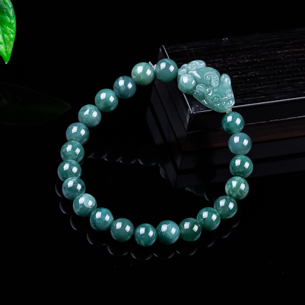 Vintage Collectible Item - Natural Burmese Jadeite Pixiu Bracelet Vintage