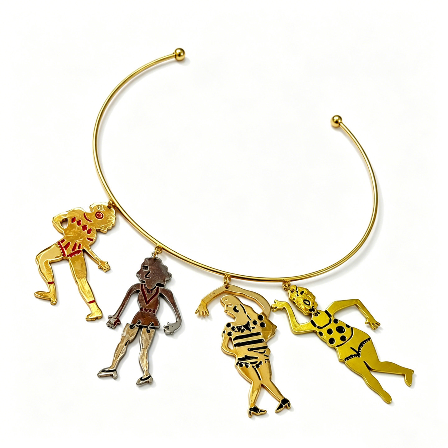 Vintage Collectible Figures - Vintage Flapper Lady Figure Pendant Choker